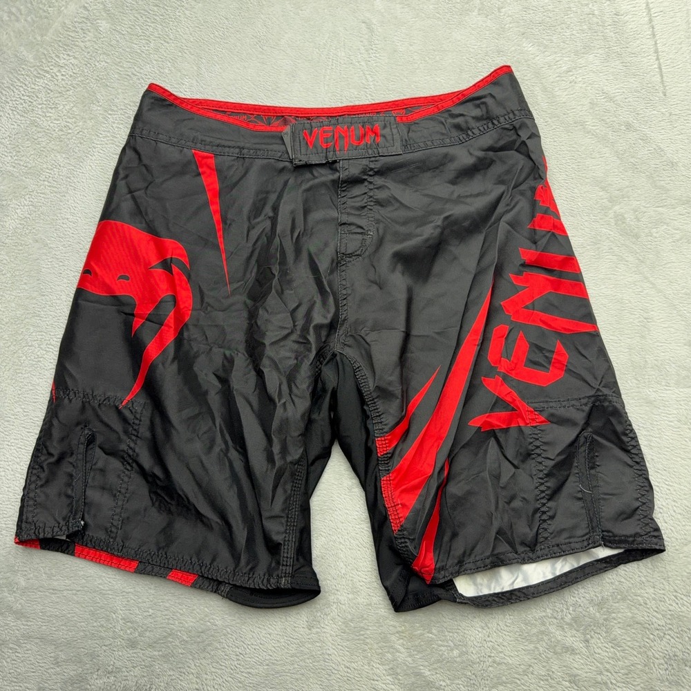 Venum Fight Shorts Mens Medium Black Red MMA Muay Thai Grappling Training Shorts